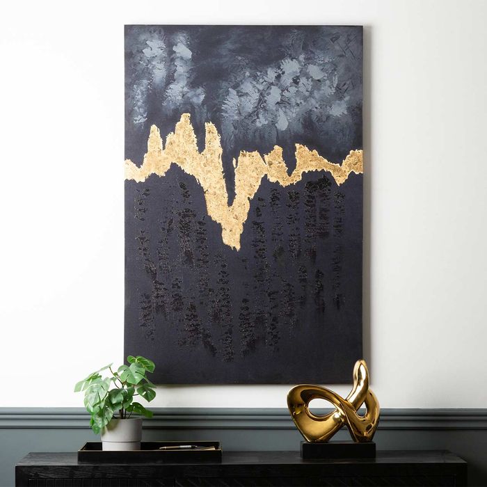 Large Black and Gold Abstract Canvas Wall Art