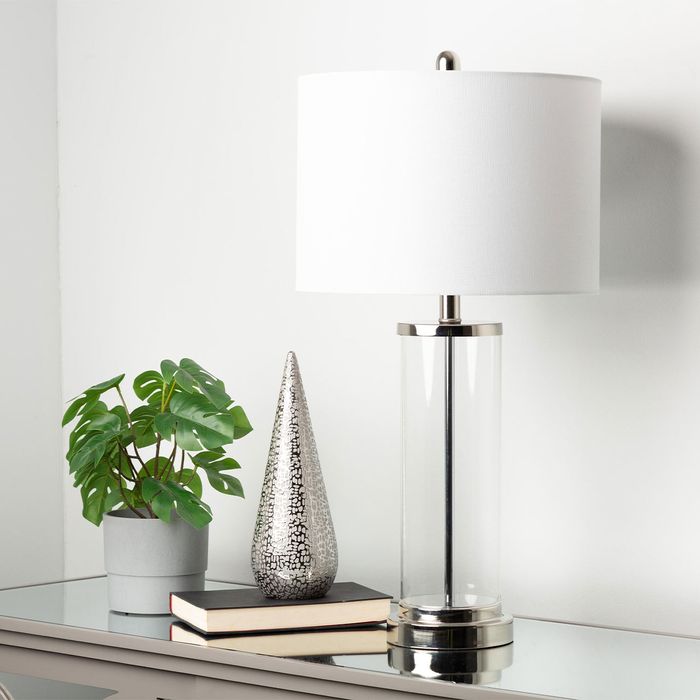 Black and White Splash Glass Table Lamp with Black Velvet Shade