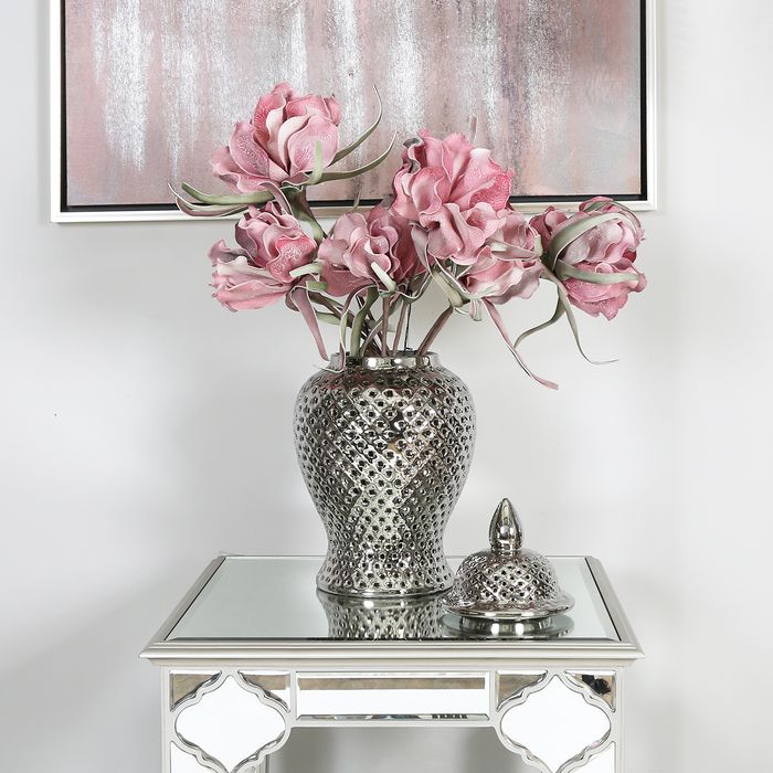 46cm Silver Ceramic Ginger Jar