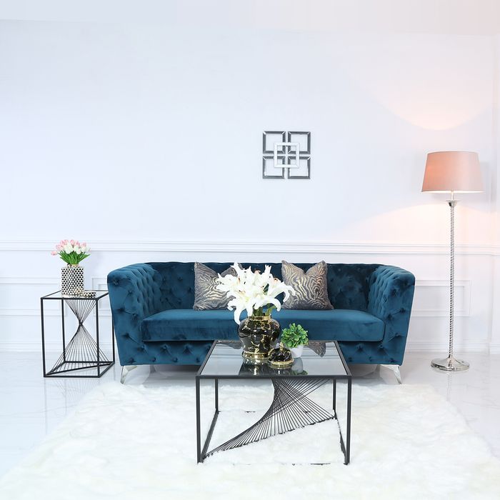 Value Luna Black Metal And Glass End Table