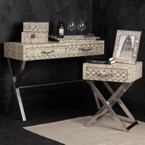 Faux Snake Leather 2 Drawer Console Table