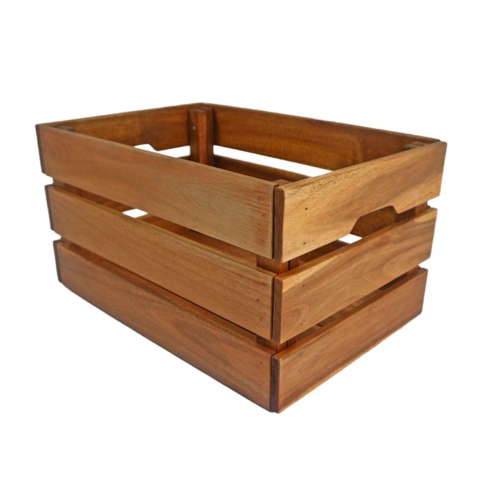 13071 - Basket Acacia Wood Natural Colour