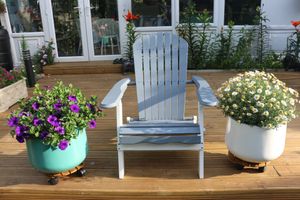 15092 - Folding Adirondack Chair Acacia Wood 2 Tones Grey - White Colour