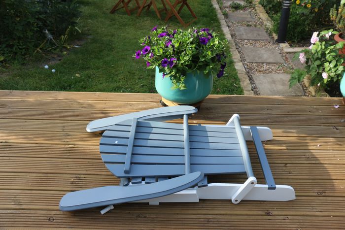 15092 - Folding Adirondack Chair Acacia Wood 2 Tones Grey - White Colour