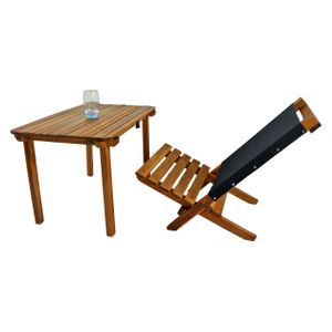 18081 - Relax Set Acacia Wood with Fabric Natural Colour