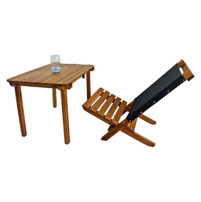 18081 - Relax Set Acacia Wood with Fabric Natural Colour