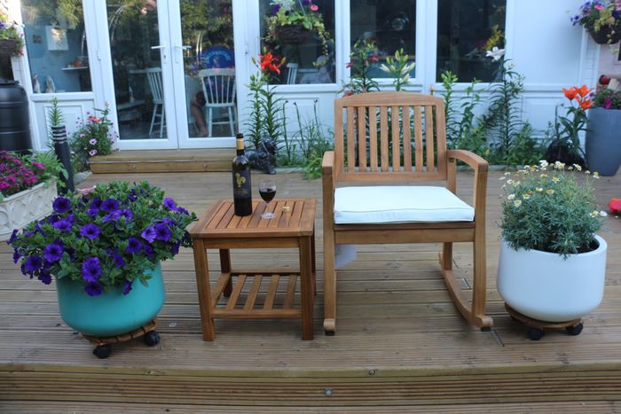 21181 - Santorini Set with Cushion Acacia Wood Natural Colour