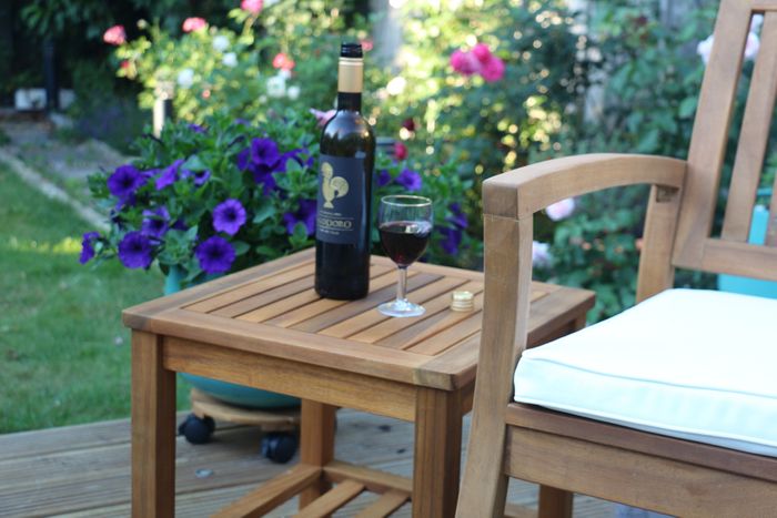 21181 - Santorini Set with Cushion Acacia Wood Natural Colour