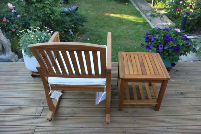 21181 - Santorini Set with Cushion Acacia Wood Natural Colour