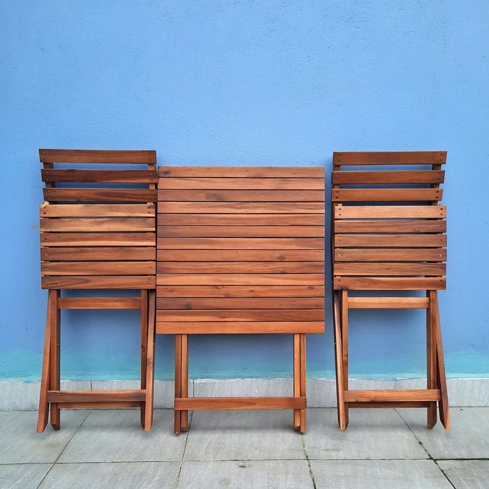 44791 - Bistro Set Acacia Wood Natural Colour