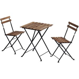 44801 - Bistro Set Metal Frame with Acacia Wood Natural Colour
