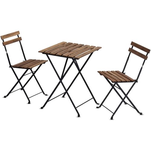 44801 - Bistro Set Metal Frame with Acacia Wood Natural Colour