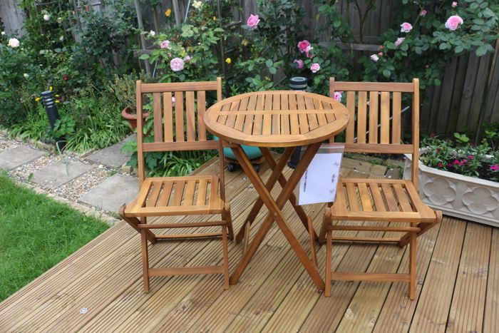44811 - Bistro Set Acacia Wood Natural Colour