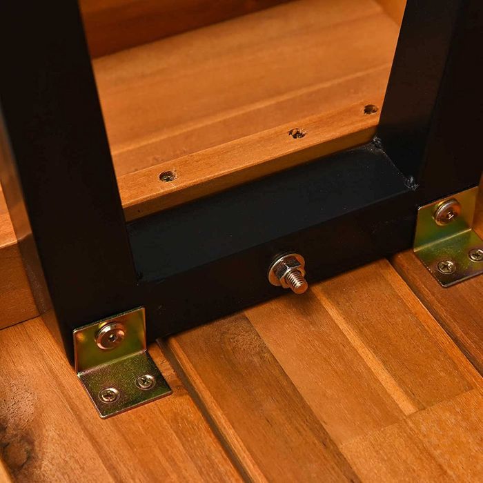 58191 - Dining Set 6 Seater Metal Frame with Acacia Wood Natural Colour