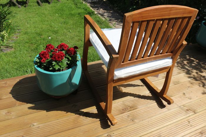 211811 - Rocking Chair with Cushion Acacia Wood Natural Colour