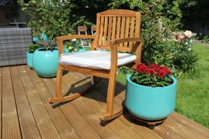 211811 - Rocking Chair with Cushion Acacia Wood Natural Colour