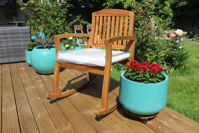 211811 - Rocking Chair with Cushion Acacia Wood Natural Colour