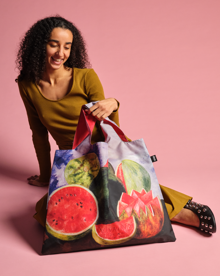 Pink background and bag