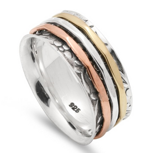 Multi Banded Floral Spinning Ring