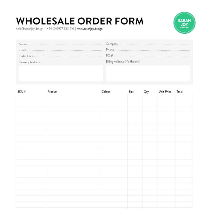 Order Form S/S 2023