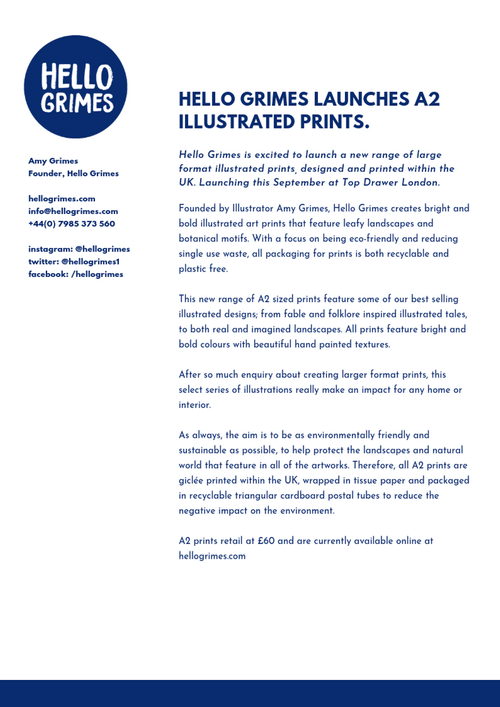 Hello Grimes Launches A2 Sized Illustrated Prints