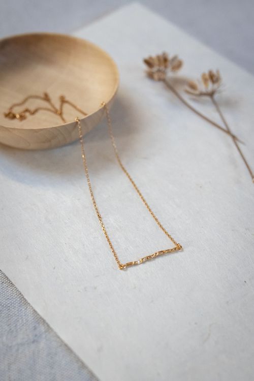 24ct gold plated recycled silver Nerth ~ Strength bar necklace