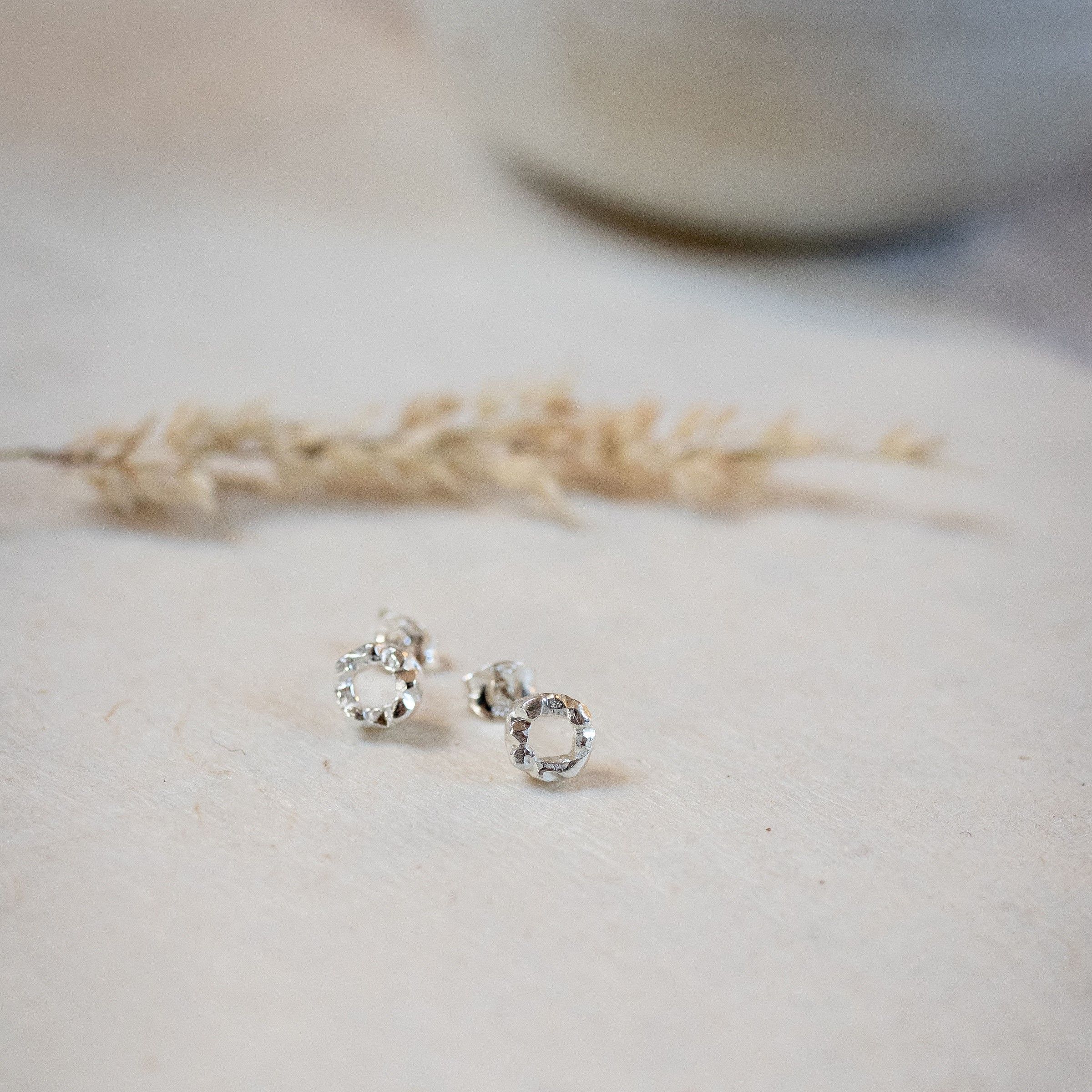 Recycled silver Nerth ~Strength collection studs