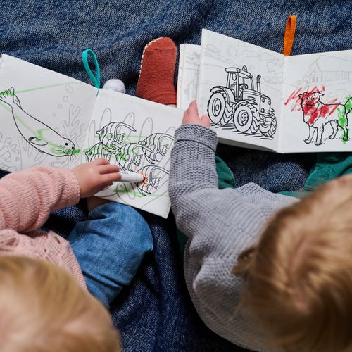 NEW reusable fabric colouring books for kids as young as 1 year.
