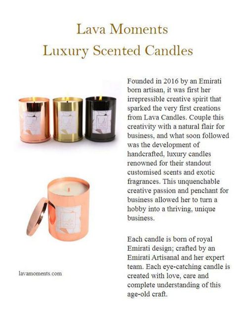 Lava Moments, Luxury scented candles