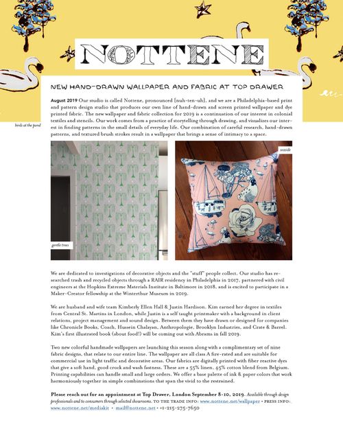 NOTTENE Hand:Drawn Wallpaper and Fabric at TOP DRAWER
