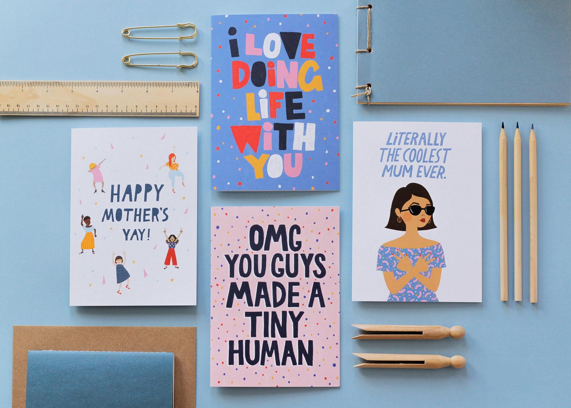 CHEEKY CREATIVE COUPLE THE CARDY CLUB MAKE COLOURFUL PAPER GOODS TO CELEBRATE STALKER LEVELS OF LOVE, AWKWARD TRUTH BOMBS, AND AWESOME TERRIBLE PUNS.