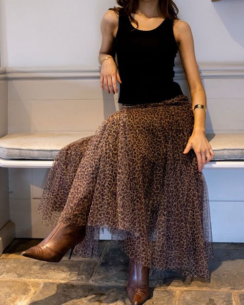 Tulle Layer Skirt in Leopard Print