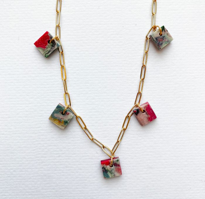 Fabreco Chunky Charm Necklace - Square Pendants