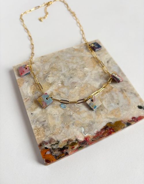Fabreco Chunky Charm Necklace - Square Pendants