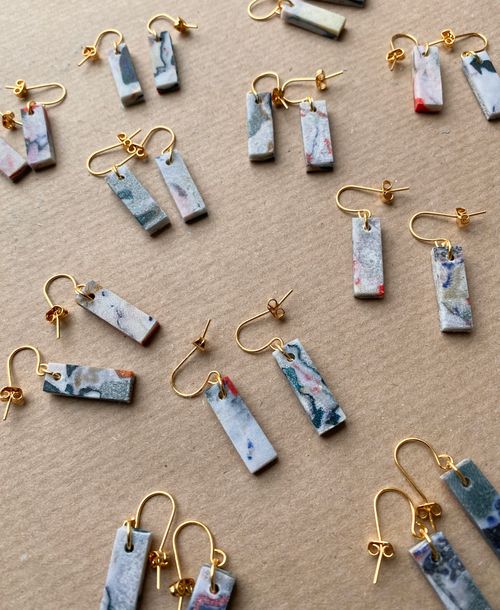 Fabreco Rectangle Earrings (Muted Marble)