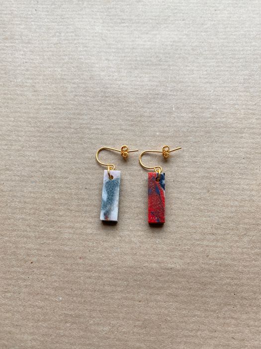 Fabreco Rectangle Earrings (Muted Marble)