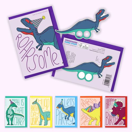 Finger Puppet Dinosaur Greeting Cards