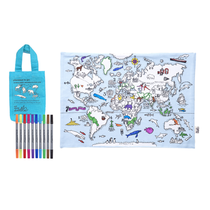 Colour-in Placemat to Go - World Map