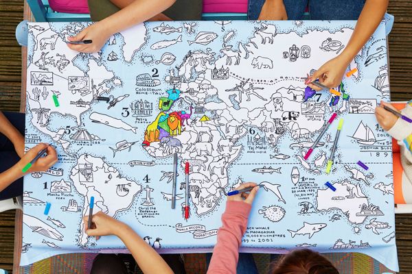 Colour-in Tablecloth – World Map