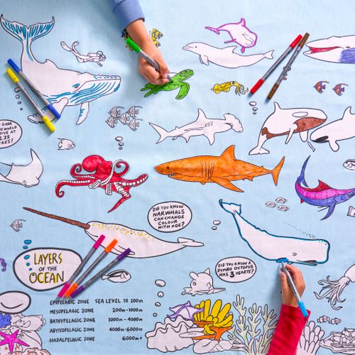 NEW: Colour-in Tablecloth – Under the Sea
