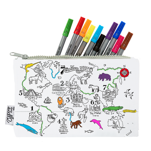 Colour-in Pencil Case – World Map