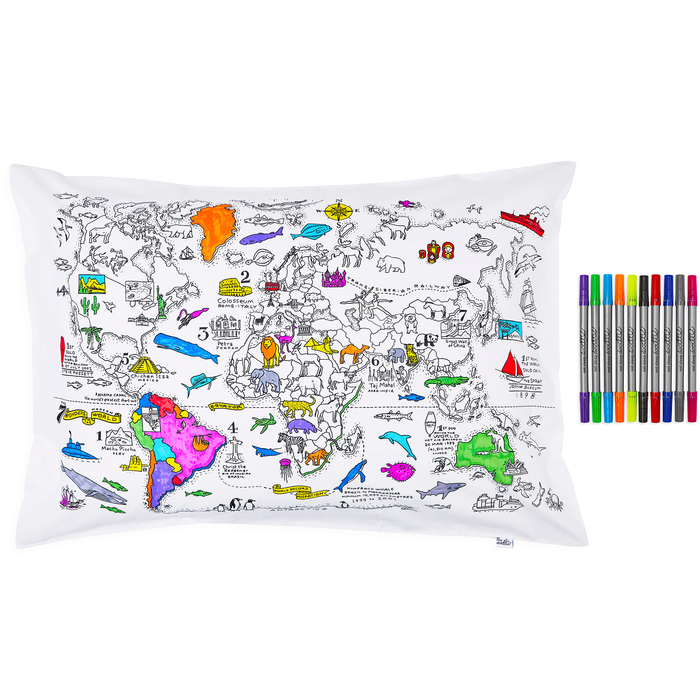 Colour-in Pillowcase – World Map