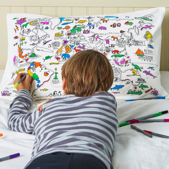 Colour-in Pillowcase – World Map