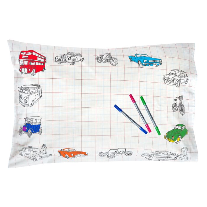 Colour-in Pillowcase – Cars, Trucks & Tractors