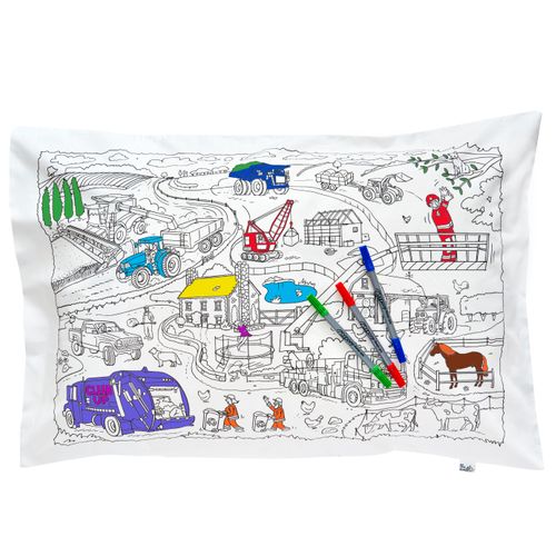 Colour-in Pillowcase – Cars, Trucks & Tractors