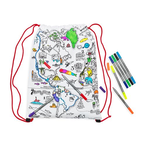 Colour-in Backpack – World Map