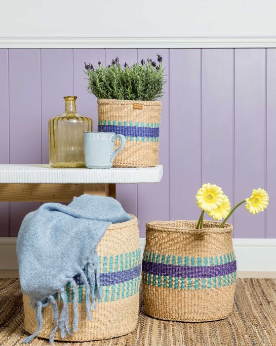 Striped Colourful Storage Baskets | Planter | Toy Basket | Desk Tidy