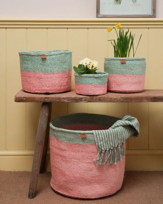 Colour Block Woven Basket 