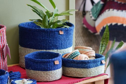 Colour Block Woven Basket 