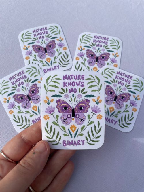 Nature knows no binary sticker